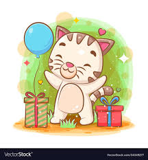 cute cat celebration happy birthday