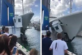 out of control super yacht crashes into