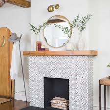 Placing Tile On Wooden Fireplace
