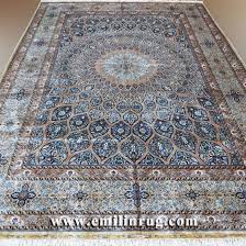 blue handmade pure silk carpet hand