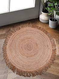 braided round jute brown rug india