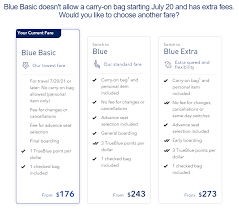 blue basic fares no longer include a