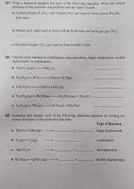 Solved Q3 Write A Balanced Equation For