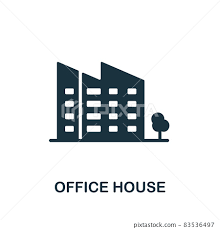 Office House Icon Monochrome Sign From