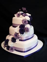 3 Tier Heart Shaped Wedding Cake Roses Cascading Down With