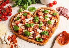 homemade gluten free heart shaped pizza