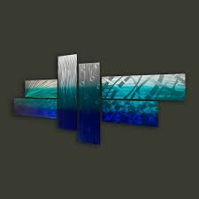 blue teal metal wall sculpture abstract