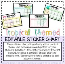 Tropical Themed Editable Sticker Chart