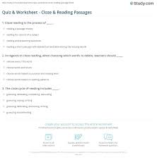 quiz worksheet cloze reading