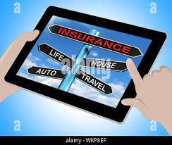 Insurance Tablet Means Life House Auto And Travel Stock Illustration  gambar png
