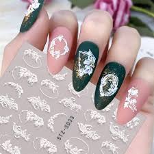 sheets engraved flower nail decals