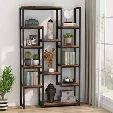 Brown Wood 12 Shelf Etagere Bookcase