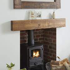 solid oak beam rustic character mantel