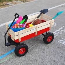 Utility Wagon Garden Cart In Red Wheel