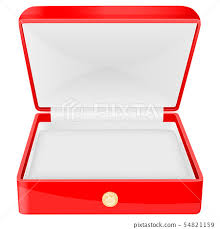 red jewelry box with white linen open