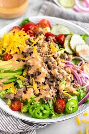Burger Salad with Special Sauce Dressing (Paleo/Whole30 friendly)