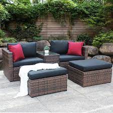 Afoxsos Brown Wicker Outdoor Sectional