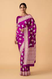 Dark Pink Silk Banarasi Saree | Taneira