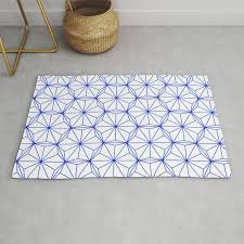 blue hexagon pattern rug by y