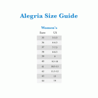 Alegria Nursing Shoes Size Chart Alegrias Size Chart