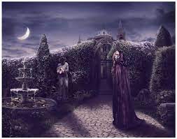 Moonlit Garden Gothic Landscape