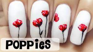 poppies freehand nail art tutorial