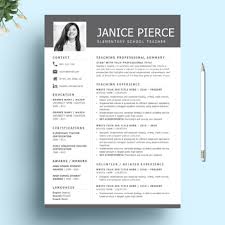 One Page Teacher Resume Template And Matching Cover Letter Bonus