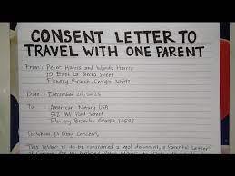 consent letter for child travelling