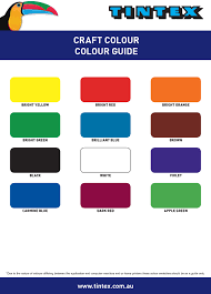 Colour Chart For Tintex Craft Colour