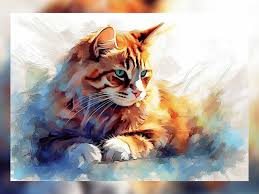 ginger cat oil painting print