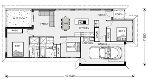 modern narrow house plan with front