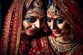 a bride and her sister pose for a photo
