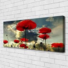 Canvas Wall Art Poppies Fl Red