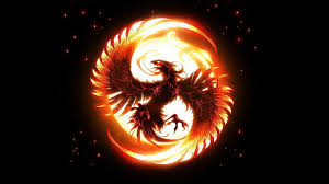 dragon with fire in black background