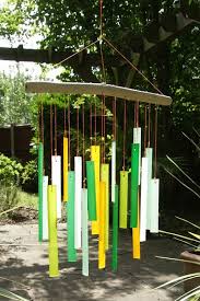 Rectangles Glass Wind Chime Birch Wood