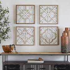 Beaded Wood Geometric Wall Decor Set