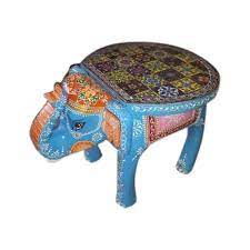 Painted Elephant Wooden Side Table Rs