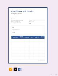 annual operational plan template in