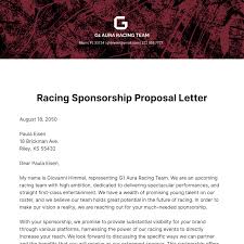 racing sponsorship proposal letter