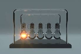 Business Idea Concept Perpetual Motion Light Bulbs With One Glowing Stock Photo Crushpixel