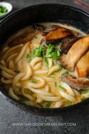 miso udon noodle soup with teriyaki