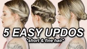 10 easy glamorous updos for medium length hair. Five Updos For Short Fine Hair Easy No Braid Braids Updos Immallorybrooke Youtube