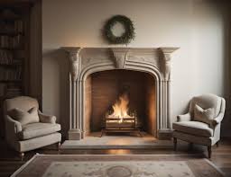 Fireplace With A Wreath Hanging