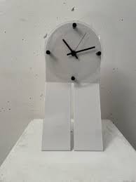 Table Clock In White Lacquered Metal