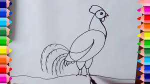 Dạy bé vẽ con gà trống- Hướng dẫn vẽ con gà trống- How to draw a rooster -  YouTube