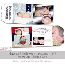 Nautical Baby Announcement Folded Luxe 1 Custom Photoshop