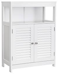 The allana free standing vanity cabinet is finished in a versatile high gloss vinyl wrap coating that adds instant style to your bathroom, and features a cam. Bathroom Storage Floor Cabinet 2 Door Freestanding Bathroom Floor Cabinet White Beach Style Bathroom Cabinets By Ameziel Inc Houzz