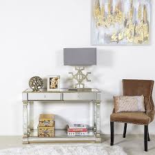 athens gold mirrored 2 drawer console