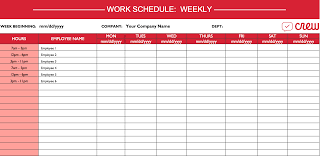Weekly Work Schedule Template Weekly Work Schedule Template