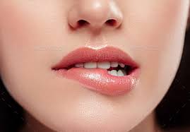 woman lips mouth biting lip colorful